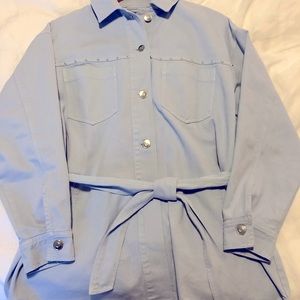 Zara Light Blue Shacket with Stud Details